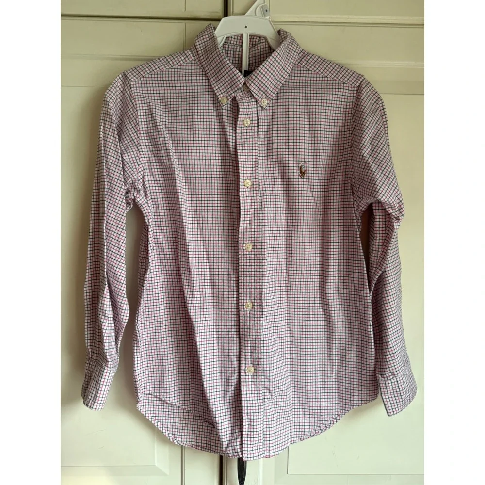 Ralph Lauren Kids Button Down Shirt Plaid Checkered Long Sleeve Boys‎ Size 7